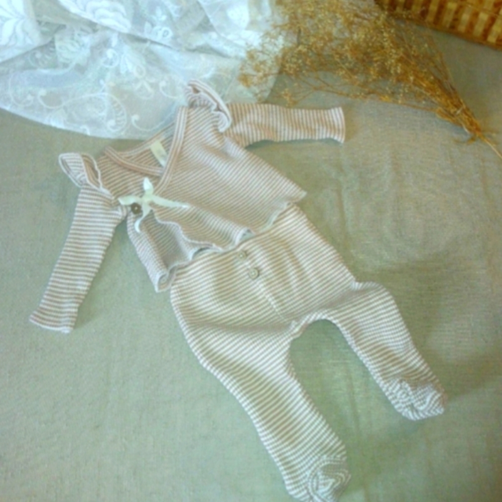 Striped Cream Kids Matching Set